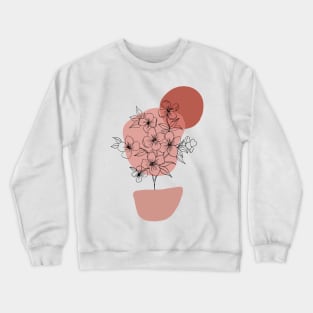 Abstract Botanical Potted Flowering Plant Crewneck Sweatshirt